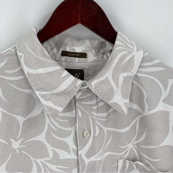 Toes to the Nose Hawaiian shirt grey white mens size large linen blend - Picture 3 of 10